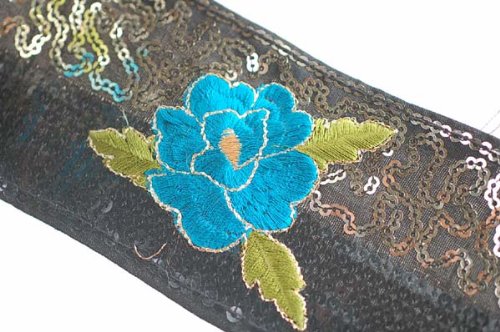 Bordo con nastro indiano ricamato all over a