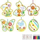 Ostern Bastelset Kinder, 24 Holzanhänger Mit 6 Motiven, Frühling Basteln ab 4 5 6 7 8 9 Jahre, Osterhase Ostereier Zum Bemalen, Osterbasteln Mit Kindern, Ostergeschenke, Osterdeko Frühlingsdeko
