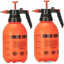 Lawn and Garden Pump Sprayer 2 Pcs 2L Handheld Garden Pump Sprayer 0.5 Gallon Water Mist Spray Bottle for Plants Weed Sprayer with Adjustable Brass Nozzle 2L Orange