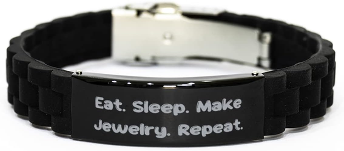Gag Jewelry Making Gifts, Eat. Sleep. Make Jewelry. Repeat, Holiday Black Glidelock Clasp Bracelet for Jewelry Making