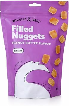 Wiggles & Wags 充填ナゲッツ ピーナッツバターフレーバー 犬用おやつ 1-ネット WT 14oz / 396g 袋 プラス ビッグス 犬 くずロール 全品種