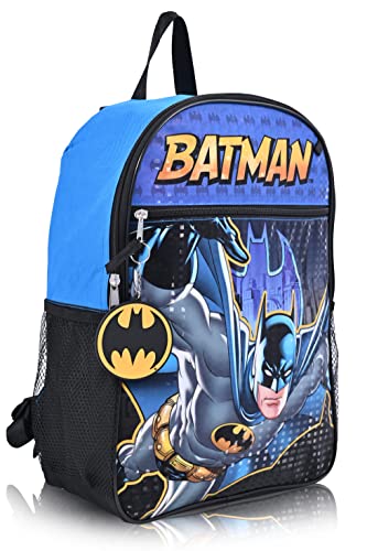 Dc Comics Batman Boys Backpack For Little Kids | 6 Piece Set Kids Water Bottle Keychains Snack Tote And Knapsack For School (Batman 6Pc) #TOP1