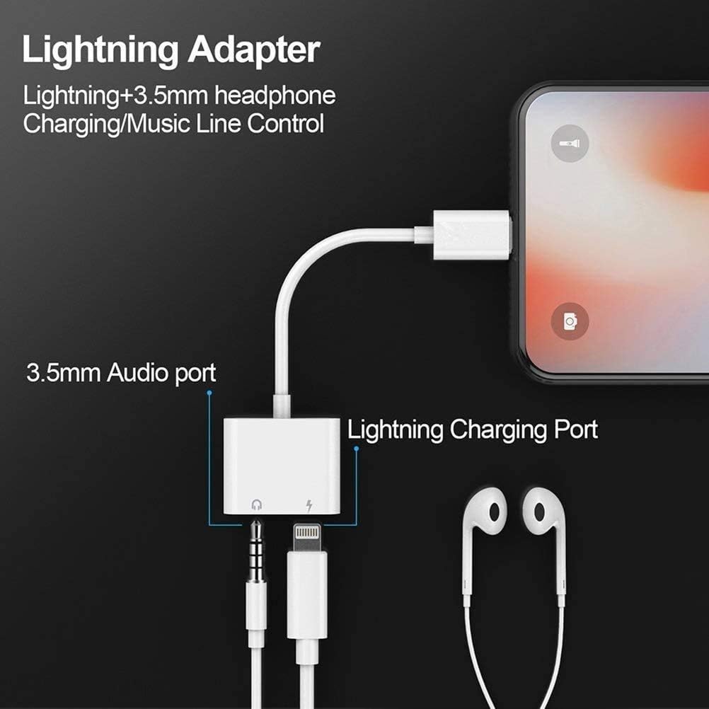 Headphones Adapter for iPhone 12, Apple MFi Certified Veetone Lightning to 3.5 mm Headphone Jack AUX Audio Dongle Charger Splitter Adapter for iPhone 12 Pro 11 SE XR XS X 8 7, Support iOS 14