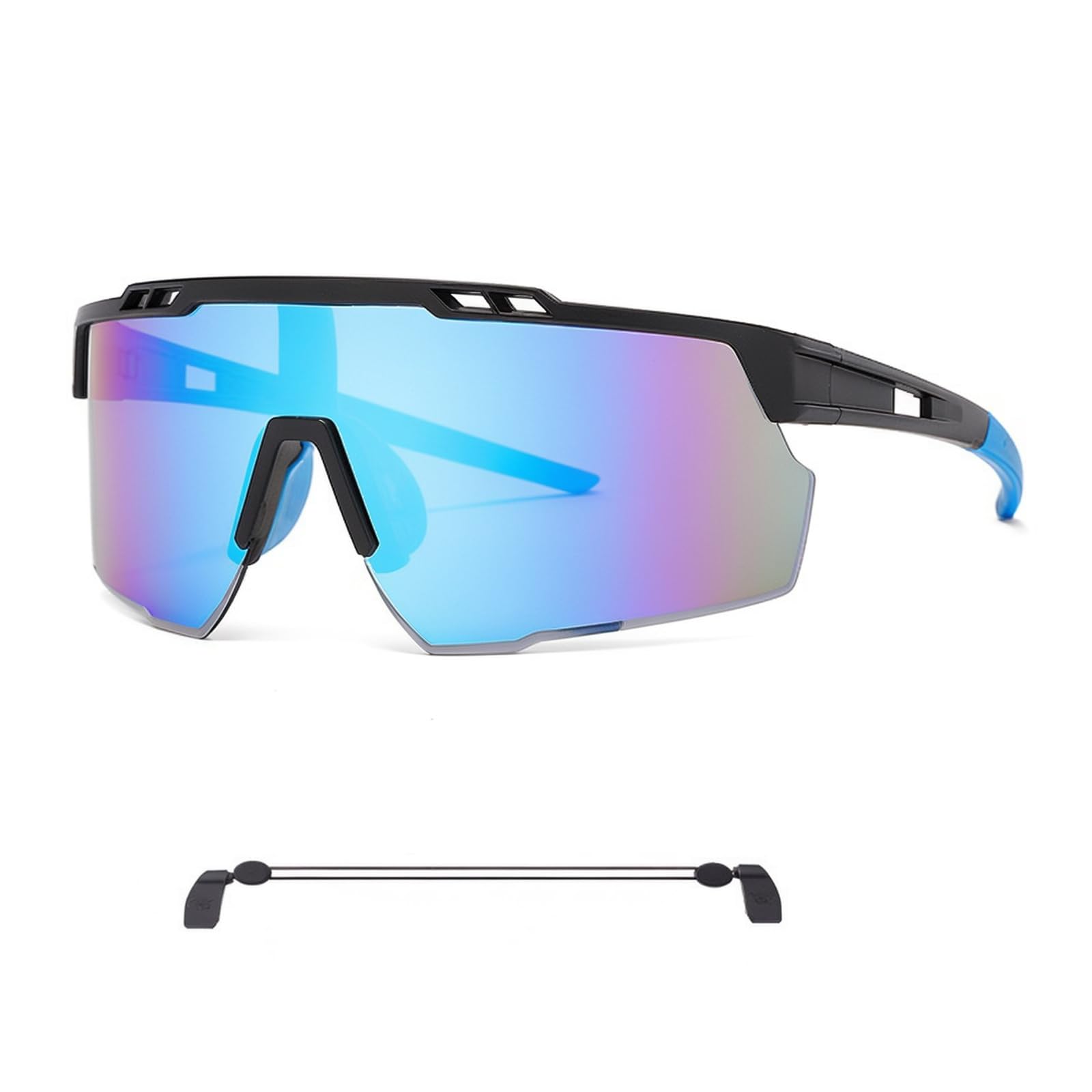 Focenat Polarised Cycling Glasses for Men Women, Wrap Around Sports Sunglasses with Adjustable Strap, UV400 Protection Bike Sun Glasses for Running Fishing Climbing Driving Golf