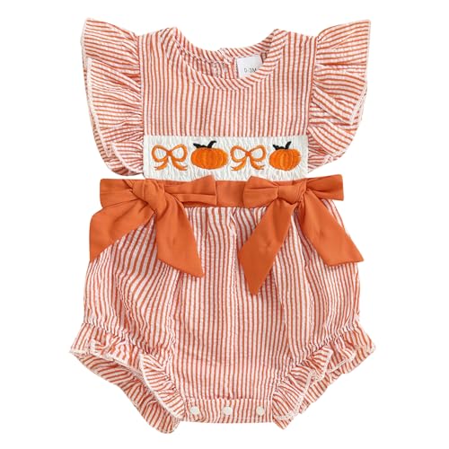 Kayotuas Baby Girl Summer Clothes Cute Smocked Bubble Romper Fly Sleeve Ruffled Doll Collar Letter Embroidery Bodysuit Dress