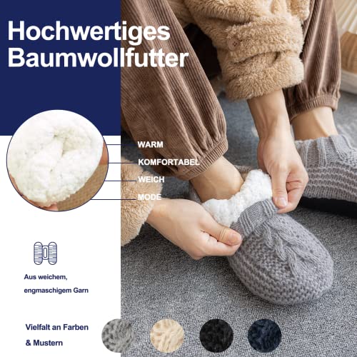 Vihir Hüttensocken Herren & Damen Winter, Rutschfeste Hausschuh Socken, Dicke Pantoffel Socken, Weiche Stoppersocken, Slipper Socken, Warme Hüttensocken Winter Weihnachtssocken Geschenk 1 Paar – Bild 6