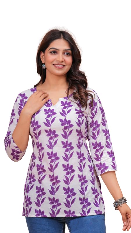 Image of SIROTA Rayon Short Top for Women | Tunic for Jeans | Western Short Kurti | Stylish Straight Ladies Kurta | Ethnic Kurta for Girls