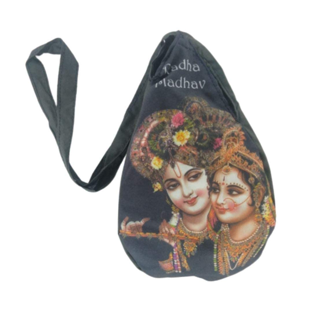 Bolsa Gomukhi Japa Mala de Aashita Creations con bolsillo con cremallera y estampado de liebre