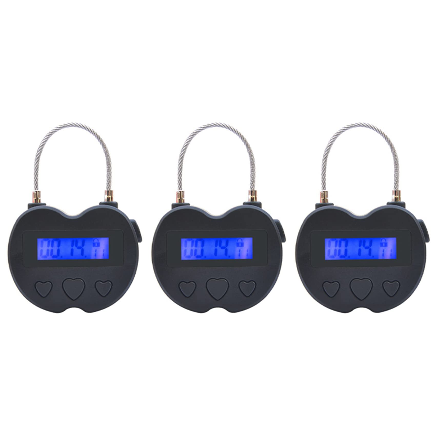Reinscer 3X Smart Time Lock LCD Display Time Lock USB Rechargeable Temporary Timer Padlock Travel Electronic Timer Black