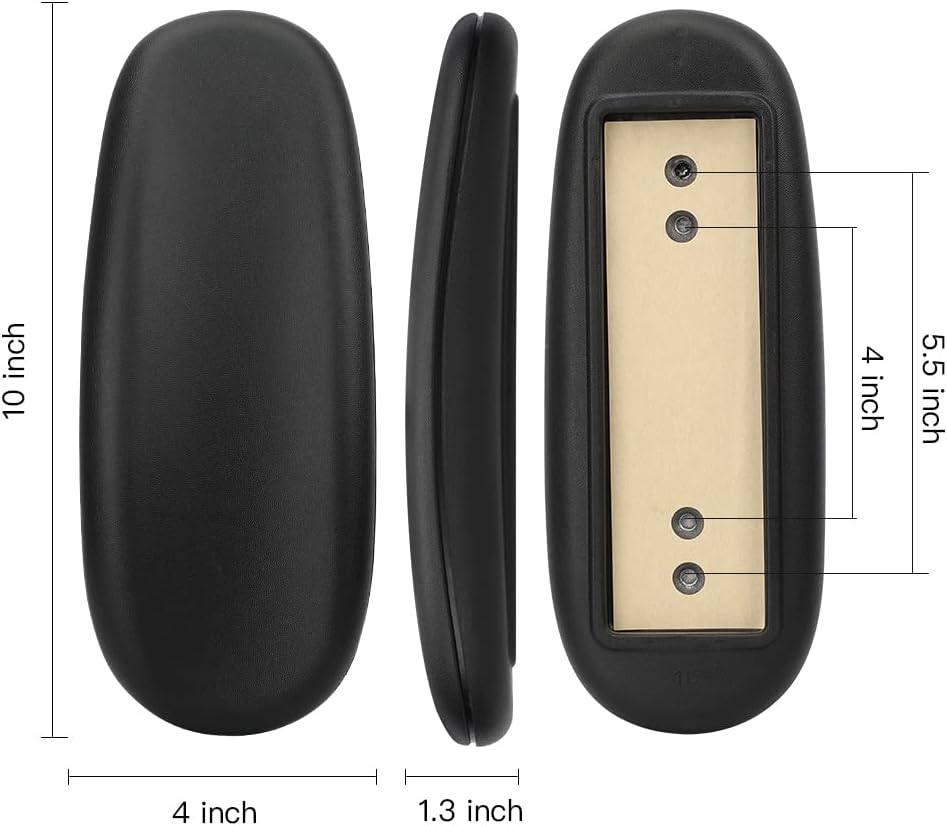 ALUCSET 10" Long x 4" Wide Office Chair Replacement Armrest Arm Pads Caps Univeral 4" 5.5" Mounting Hole Office Chair Parts 1 Pair (Black, Set of 2)