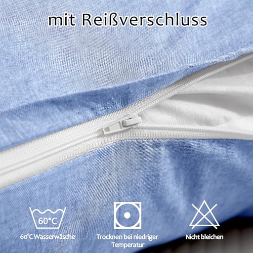 TOCOMOA Cushion Cover 80 x 80 cm, Set of 2, 100% Washed Cotton Cushion Covers, Oeko-Tex Certified - Image 4