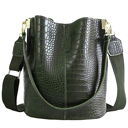 FORYOURS Bolso Mujer, Bolso De Hombro con Bolsos De Cuero para Mujer, Bolso De Cubo para Mujer, Bolsos De Mano Grandes De Moda Retro Bolso De Mensajero para Viajes De Negocios