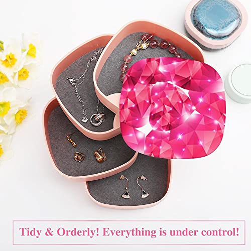 Rotate The Jewelry Box Design Beautiful Love Romance Diamond Crystal Jewelry Holder Box Small With Mirror, Multi-Layer Design Jewelry Dish For Women Girl #TOP4