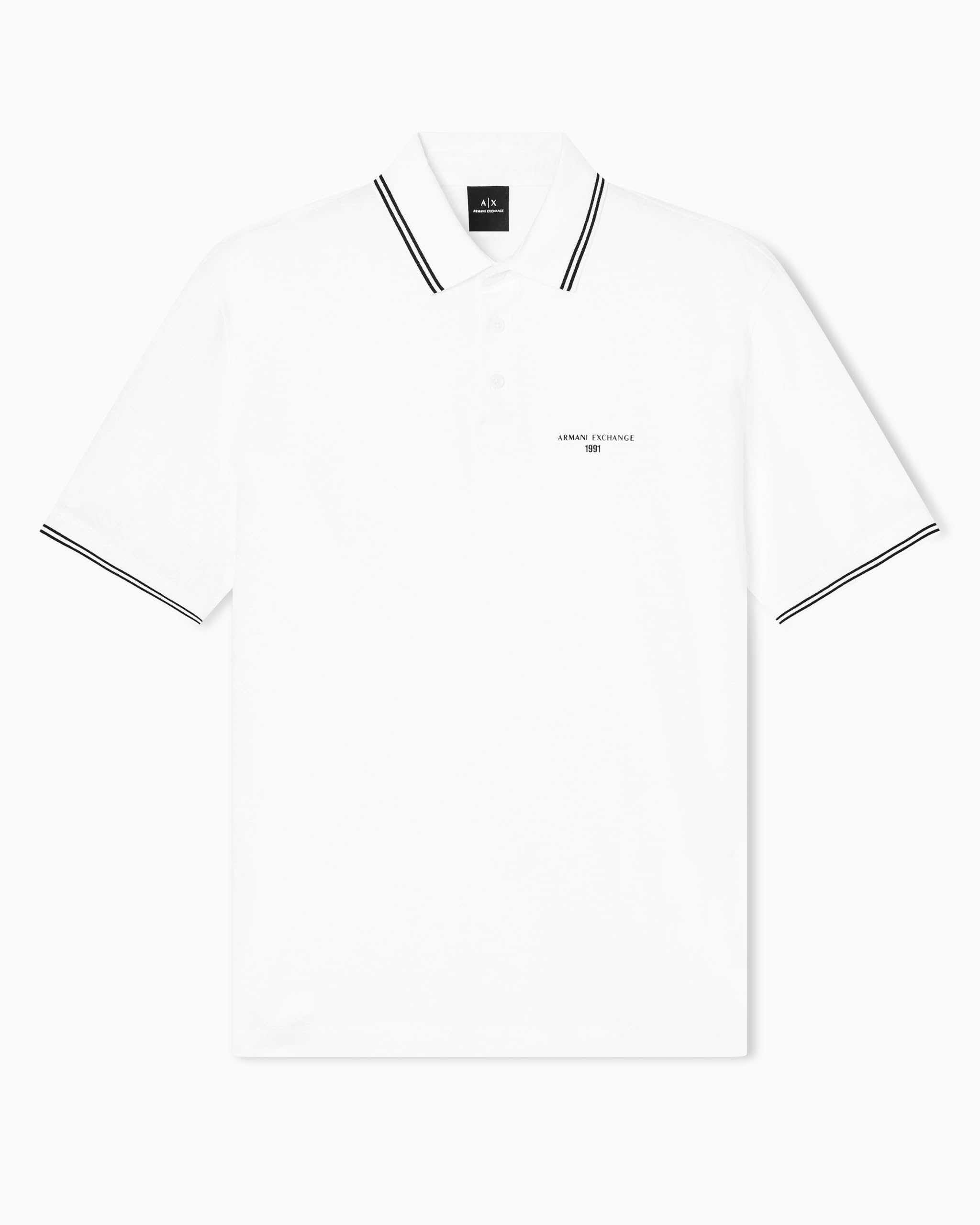 Armani Exchange Camiseta de Manga Corta para Hombre, con Logotipo de Tres Botones, Color Blanco Roto, M, Blanco Crudo, M