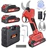ANTTCTIG Electric Pruning Shears, 40mm 1.6" Cutting Diameter Cordless Power Pruner for Gardening with 2Pcs 2000mAh Rechargeable Batteries & Replacement Blades Set, Tree Pruner Branch Cutter(Red)
