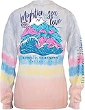 Simply Southern Women's Mightier Than The Sea is His Love Long Sleeve T-Shirt, Confetti-Large