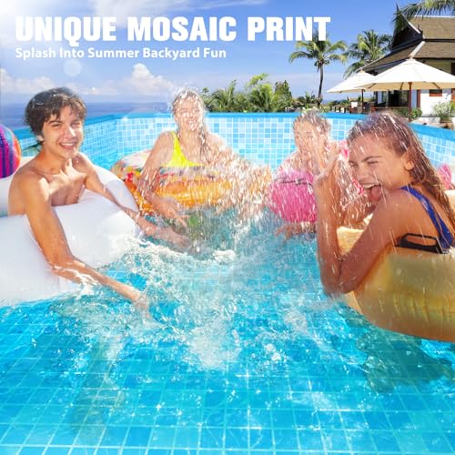 Image of FunBy Large Foldable Pool, Foldable Swimming Pool, Large Foldable Pool for Adults, Non-inflatable Pool,Oversize Thickened Collapsible Pool, Kids pool for Backyard,Mosaic Design 108 inchx68 inchx20 inch-Light Blue