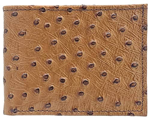 Silverton Men's Ostrich Print Genuine Leather Bi-Fold honey wallet