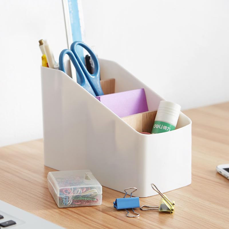 Image of AccuPrints Sumiko Multi-purpose Wooden Cosmetic Storage Box Detachable Desk Storage Box 4 Compartments Wooden Box Desktop Storage Organizer Desk Pens Remote Control
