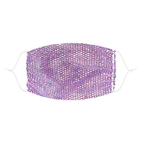 Neva Nude Dona Tell-ya Lavendar Jewel Mesh Face Mask Dust Cover With Adjustable Ear Loops For Raves and Festivals