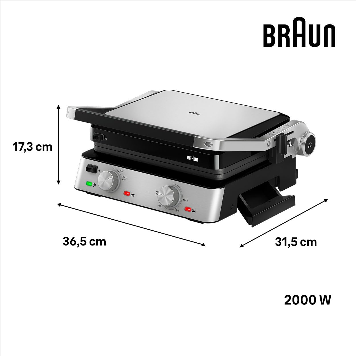 Braun MultiGrill 7 CG7020 3-in-1 Kontaktgrill BBQ Ofen 2000W 230° spülmaschinengeeignet Elektrogrill Indoor