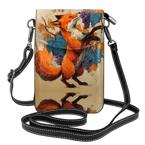 Sac bandoulière portable cuir pochette téléphone renard