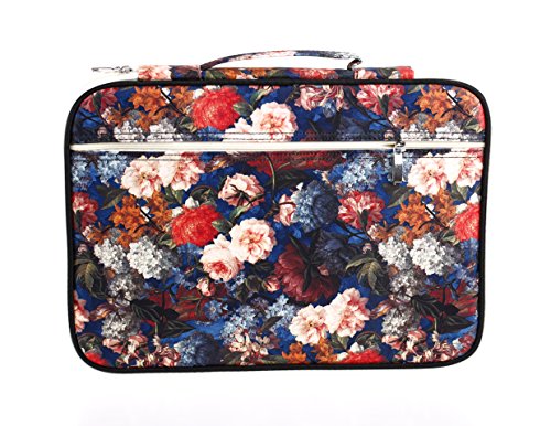 Lazyaunti Zipper Portfolio Organizer A4 Note Pouch-Waterproof Document Bags/Zipper Binder/Paper Case for 13.3" Mac,Tablet,Pens,washi Tape,Journals,Sketch Books (Carnation)