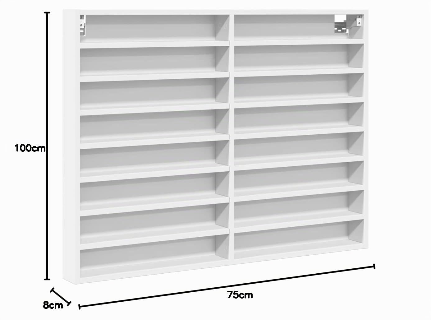 Myheimly Vitrinenschrank, Sammlervitrine, Hängevitrine Wandregal für Wohnzimmer, Glasvitrine Wandvitrine Hängeregal Weiß 100x8,5x75 cm Holzwerkstoff