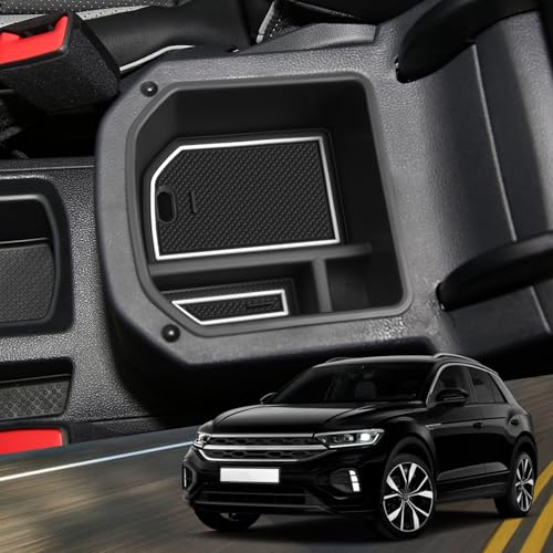 YEE PIN Bandeja de Guantera T-Roc 2017-2022 para Apoyabrazos Caja de Consola Central, Bandeja Reposabrazos Almacenar Artículos Pequeños Interior Accesorios