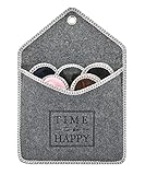 Panda Bros Fleece Felt Close Toe 5 Pairs Non Slip Indoor Family House Guest Slippers Set for Shoeless Home