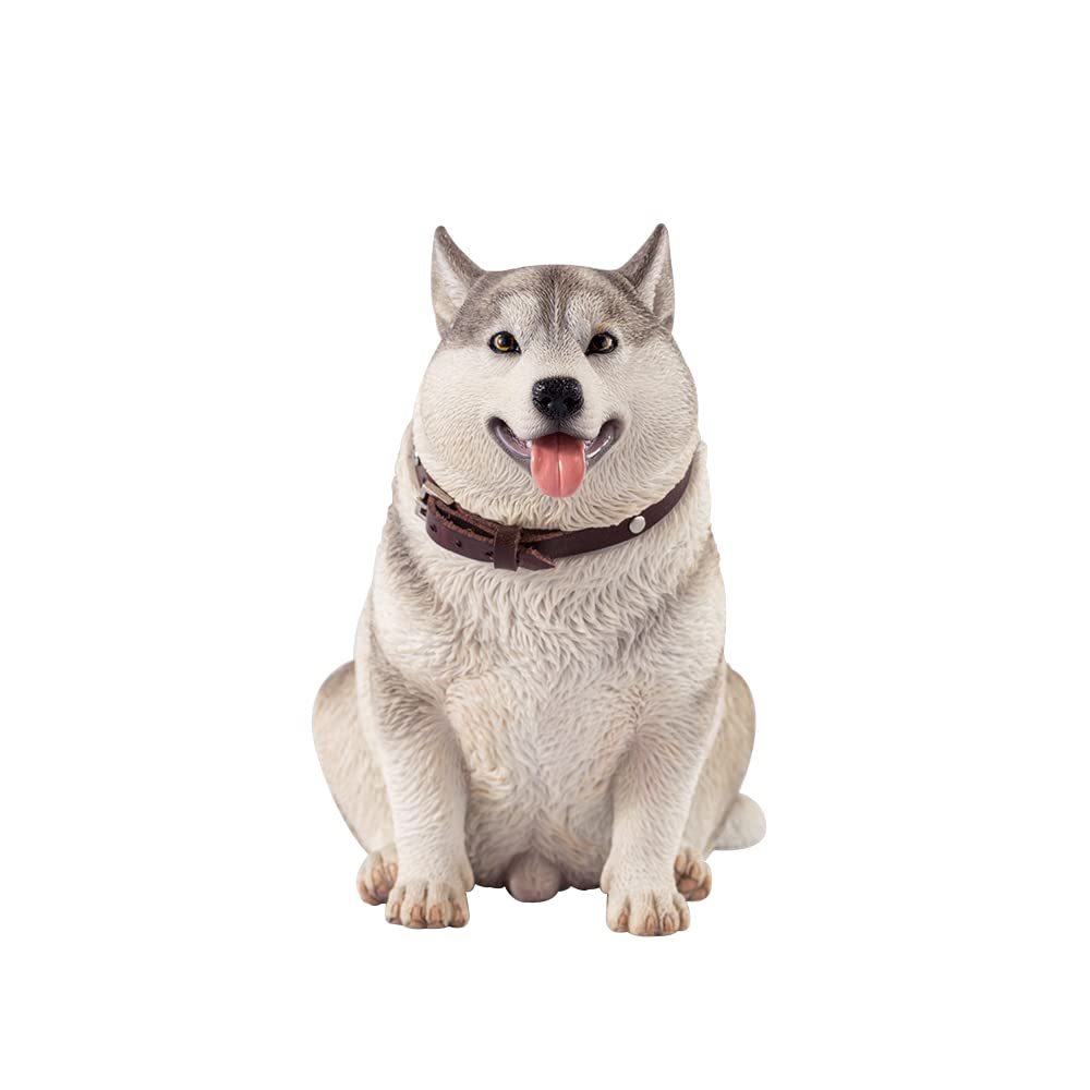 Husky Statue AMITD JXK : figurine de chien obèse souriant pour décoration intérieure