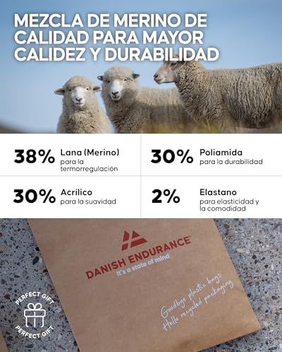 DANISH ENDURANCE Calcetines de Lana Merino Hasta la Rodilla Unisex, 1 o 3 Pack, Negro, 43-47 - imagen 5