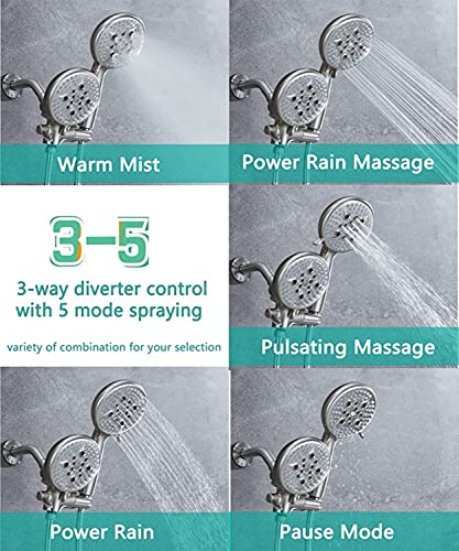 Shower System With Handheld Showerhead & Rain Shower Combo Faucet Set, Dual 2 In 1 Shower Faucet, 3-Way Water Diverter In All Brushed Nickel #TOP1