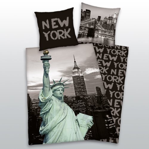 Parure de lit New York 135x200 cm anti-plis en microfibre avec fermeture éclair facile
