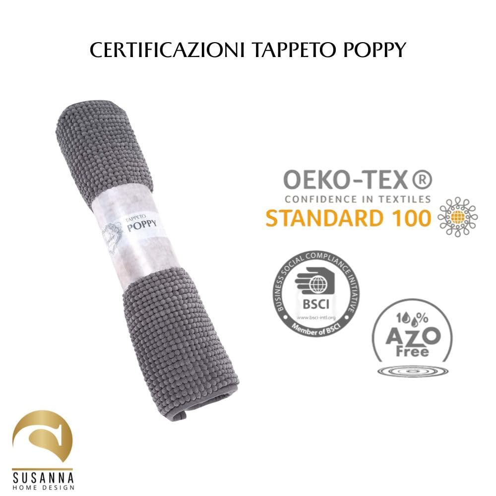 Generico Tappeto da Bagno in Microfibra di Ciniglia Antiscivolo con Fondo Gommato – Ultra Assorbente, Frange Morbide, Lavabile in Lavatrice – Comfort e Sicurezza per il Tuo Bagno (Stone, 70x140)
