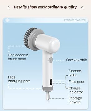 Synoshi Power Spin Scrubber Power Spin Scrubber Electric Spin Scrubber Cordless for Tile Sink Bathroom Floor Grout Countertop