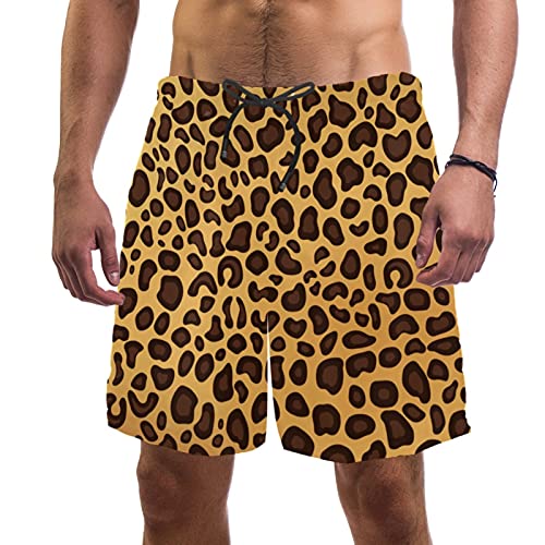 Short de bain pour homme léopard avec 2 poches pratiques et taille élastique ajustable