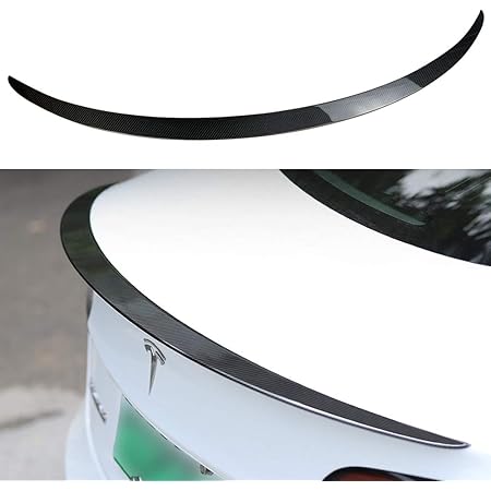 SUMK Model 3 Performance Real Carbon Fiber Spoiler for Tesla Model 3 Tail Wing Rear Trunk Lid Spoiler Wing Compatible Model 3 2018 2019 2020(Glossy Spoiler)