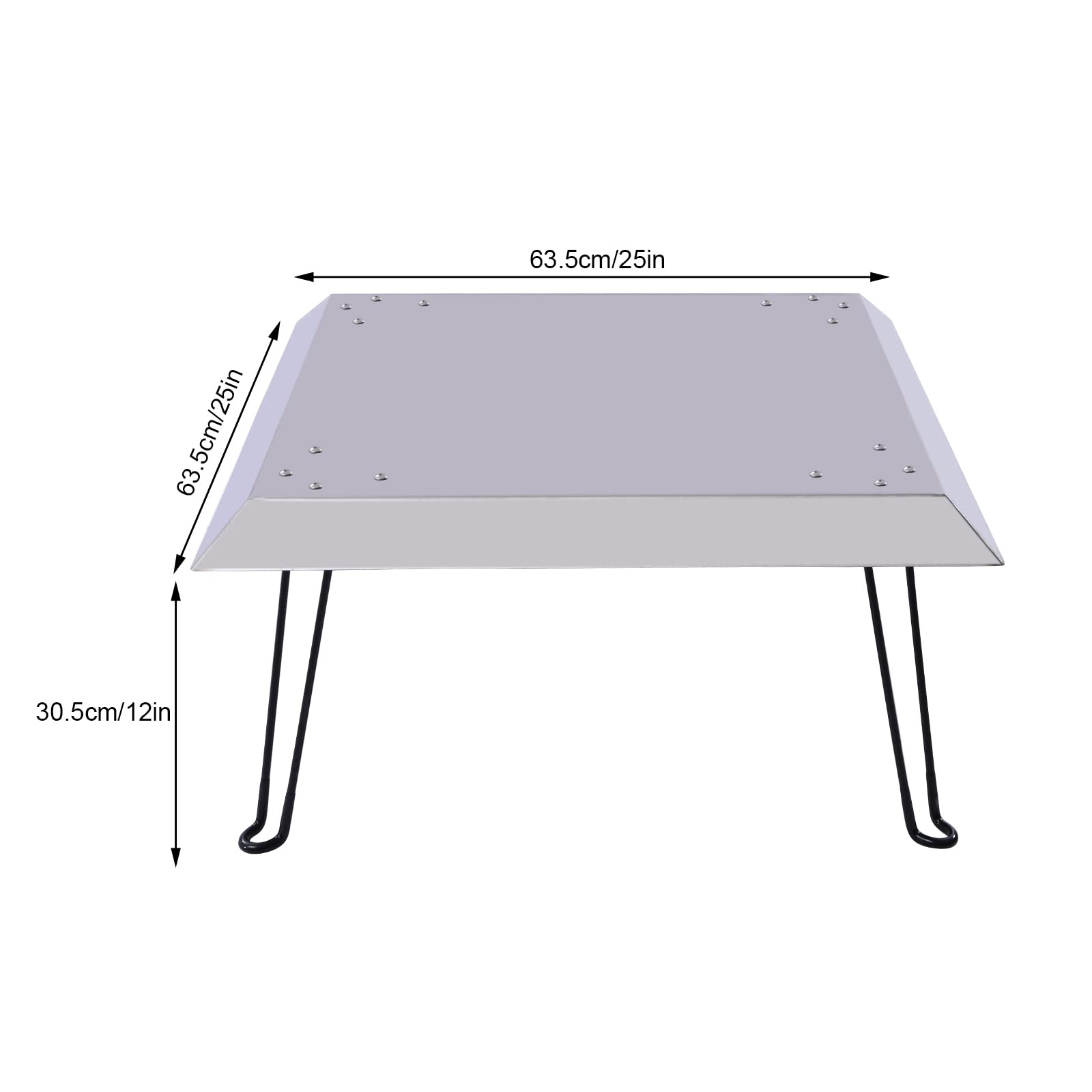 Fire Pit Heat Deflector, Quadratische Feuerstelle Hitzeabweiser mit Klappbaren Beinen, Edelstahl Feuergrube Abdeckung Feuergrube Deckel