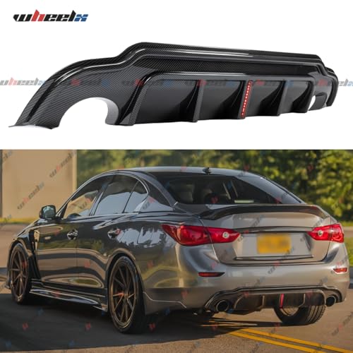 2014–2017 Compatible with Infiniti Q50, Rear Bumper Diffuser with V2 LED Brake Light, Carbon Fiber Pattern – WheelX by WheelX - Used condition - Image 8