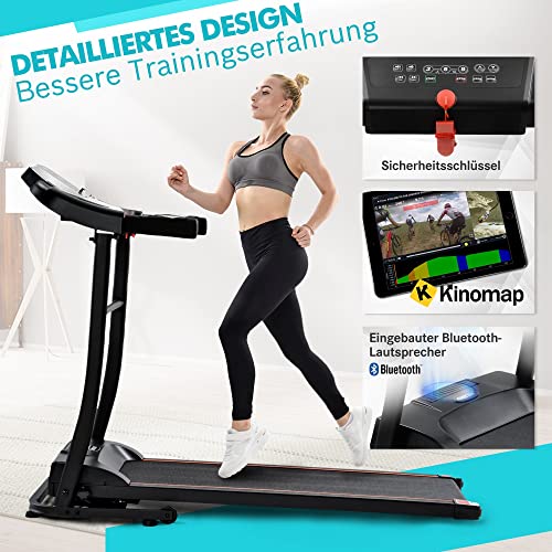 Azkoeesy Laufband Mit Kinomap App & Bluetooth Player - 1,5 PS & 12 km/h & Bis 100kg - 40 x 98 cm Lauffläche… – Bild 3