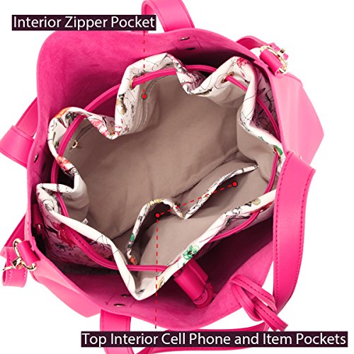 2Pcs Women Large Tote Handbag Top Handle Purses Floral Shoulder Bag Fashion Satchel #TOP4