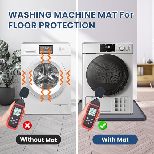 XHIKOWAT 28 x 28 inch Large Thickened Silicone Washing Machine Drain Pan - 1" Raised Edge Washing Machine Tray, Non-Slip Washing Machine Pan for Under Washer and Dryer (Grey) by XHIKOWAT - Used condition - Image 4