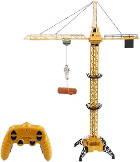 6 Channel RC Tower Crane - 2.4G 1.28M 680 Degree Rotation Lift Model Remote Control Construction Crane Toy with Tower Light and Simulation Sound for Kids