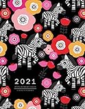  Appointment Book 2021: 8.5 x 11  15 Minute Planner  Large Notebook Organizer with Time Slots  Jan to Dec 2021  Zebra Safari Flower Design Black