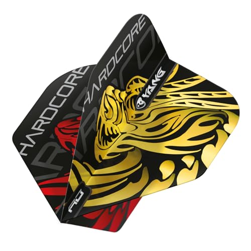 RED DRAGON Yin Yang Double Sided Jonny Clayton Gold & Red Standard Dart Flights 3 Sets Per Pack (9 Dart Flights in total)