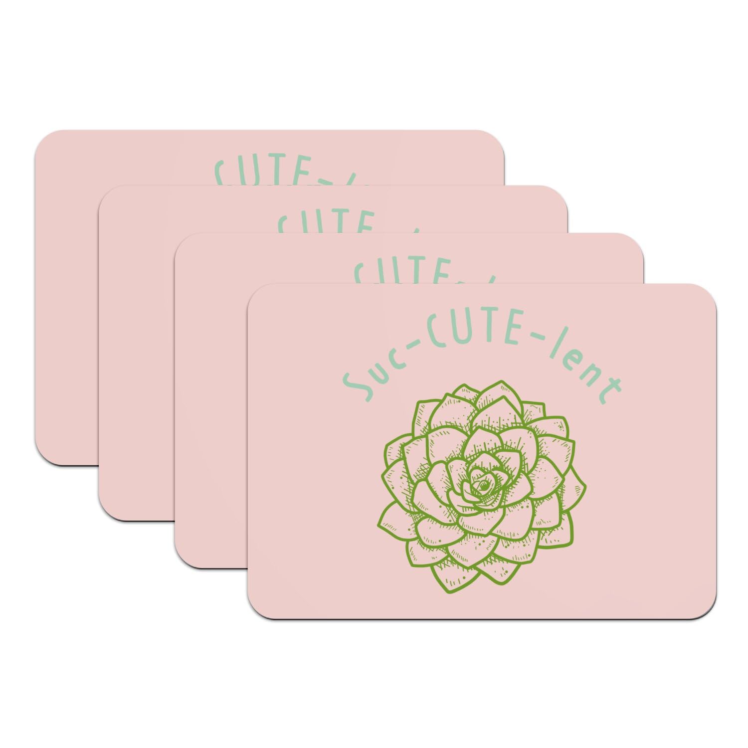 Set de table rose motif succulent en caoutchouc grand format 39,5 x 28,5 cm