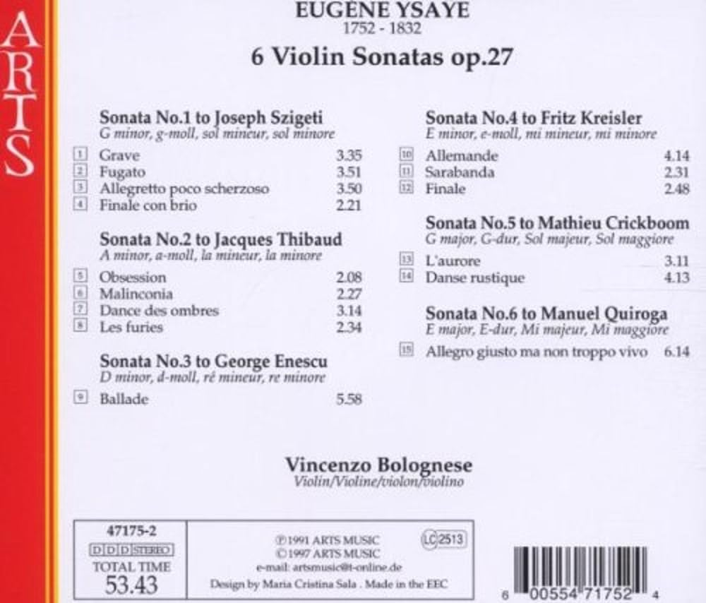 Ysaye: Sonatas for violin solo, Op. 27