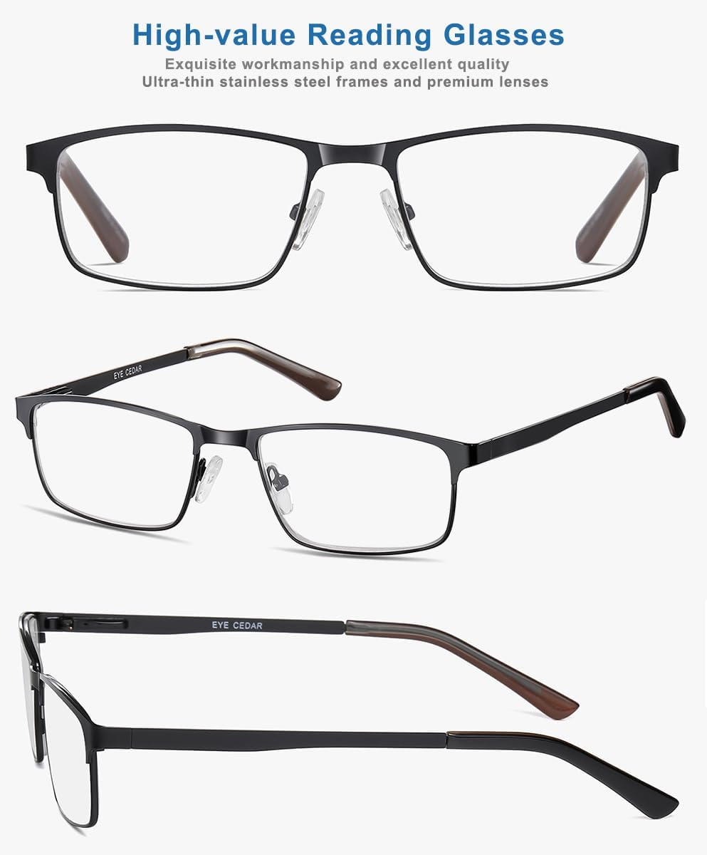 EYECEDAR 5 Pack Reading Glasses Men Ultra-thin Metal Frames Spring Hinges Readers for Men 1.5 - Image 7