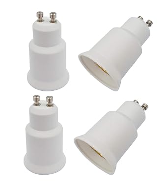 4pcs Gu10 to E26 E27 Light Socket Adapter E-Simpo GU10 Spotlight Lamp Base to Standard Screw-in LED E26 E27 Lamp Base Holder Converter PBT Housing Rohs